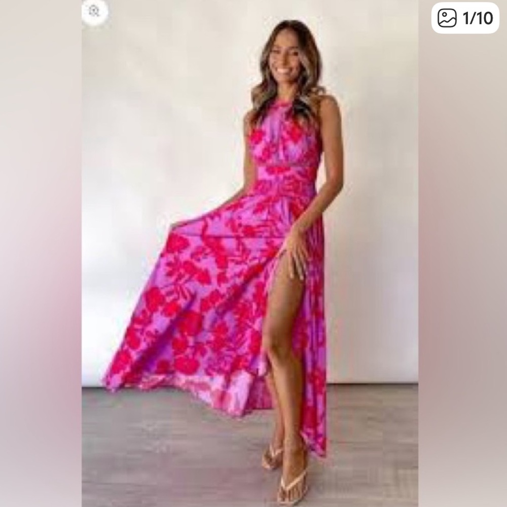 Abel the label dress vibrant pink and purple